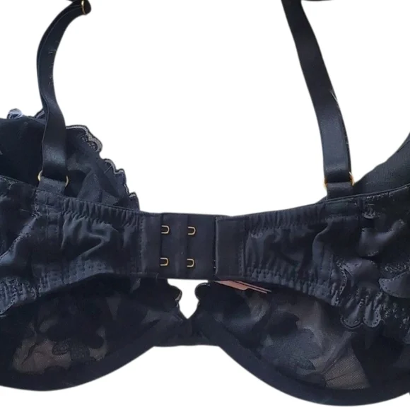 Victoria's Secret Dream Angels Black Floral Lace Plunge Unlined Bra Size 36DDD - Picture 4 of 7